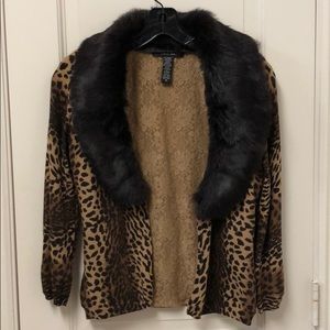 Leopard faux fur Laundry by Shelli Segal sweater